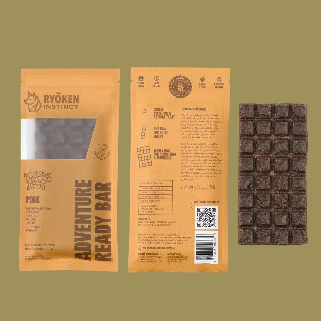 Pork Treat & Snack Bar for Active Dogs - Energy & Recovery